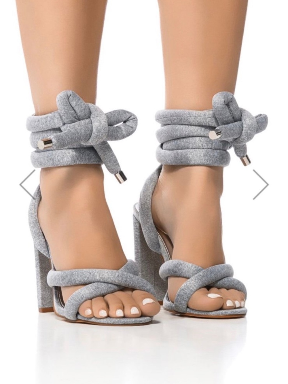 Liliana Gray Wrap-Ankle Block Heel Sandals - Women
